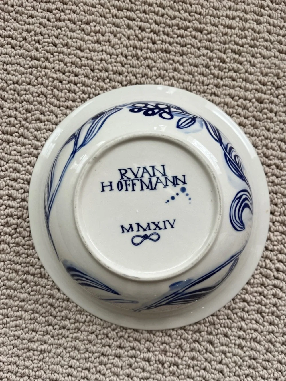 RUAN HOFFMANN FOR ANTHOLOGIE BLUE AND WHITE BOWL - Picture 2 of 3